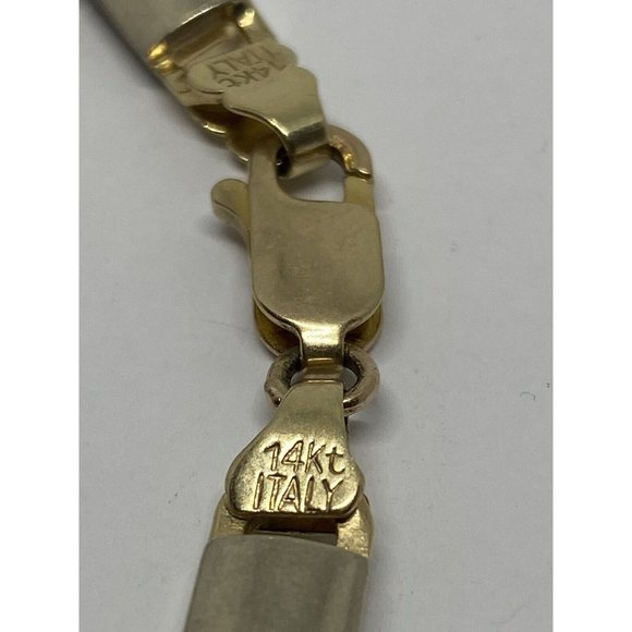 14k Two-tone Polished Gold Fancy Link Bracelet 8 inch” Links 19mm Wide 3mm Thick - Picture 4 of 9